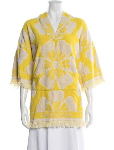 Pre-owned Zimmermann Floral Print V-neck Tunic In Yellow