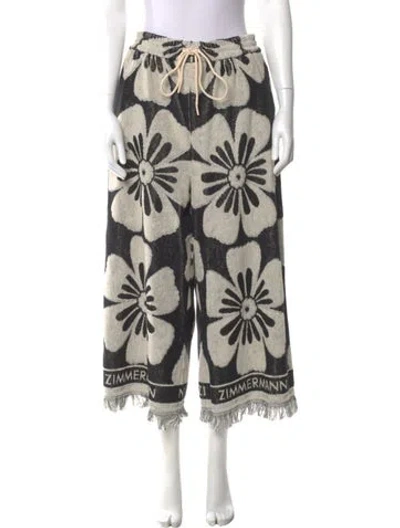Pre-owned Zimmermann Floral Print Wide Leg Pants In Multi
