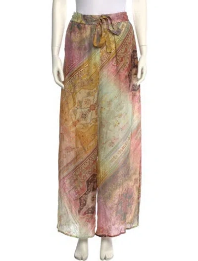 Pre-owned Zimmermann Floral Print Wide Leg Pants In Multi