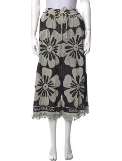 Pre-owned Zimmermann Floral Print Wide Leg Pants In Multicolor
