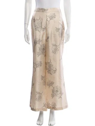Pre-owned Zimmermann Floral Print Wide Leg Pants In Neutral