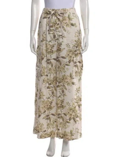 Pre-owned Zimmermann Floral Print Wide Leg Pants In Neutral