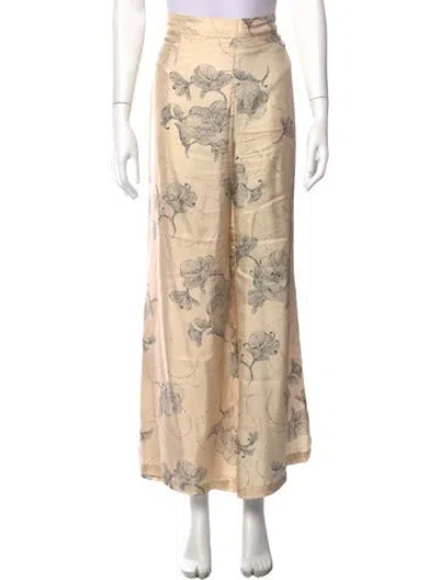 Pre-owned Zimmermann Floral Print Wide Leg Pants In Neutrals