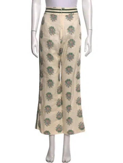 Pre-owned Zimmermann Floral Print Wide Leg Pants In Neutrals