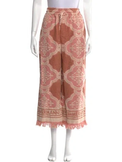 Pre-owned Zimmermann Floral Print Wide Leg Pants In Pink