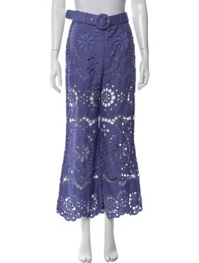 Pre-owned Zimmermann Floral Print Wide Leg Pants In Purple
