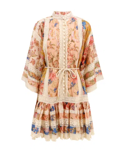 Zimmermann August Lace Trimmed Cotton Mini Dress In Printed