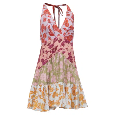 Zimmermann Floral Printed Lovestruck V-neck Mini In Multicolor Linen