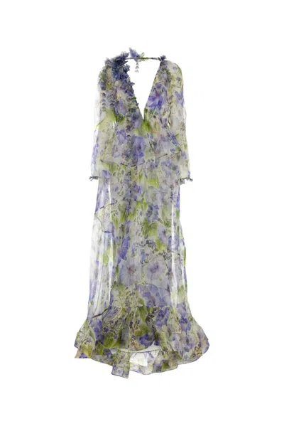 Zimmermann Floral Printed Midi Dress In Blue Floral