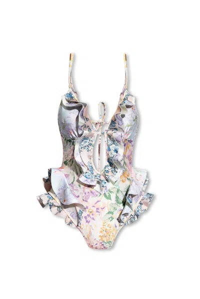 Zimmermann Floral Printed One Piece Swimsuit In Multi