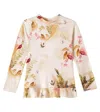 Zimmermann Floral Ruffled Rashguard Top In Pink