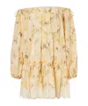 Zimmermann Cascadian Off-the-shoulder Lace-trimmed Printed Cotton-voile Mini Dress In Multi