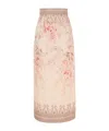 Zimmermann Tropical Floral Linen Pencil Skirt In Nude