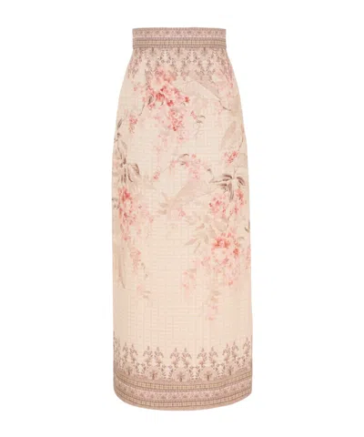 Zimmermann Illuminate Pencil Midi Skirt In Neutral