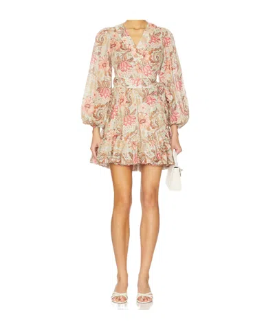 Zimmermann Floral Tie Fastened Mini Dress In Pink