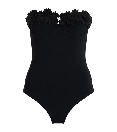 Zimmermann Floral Trim Everly Swimsuit In Black