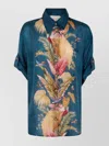 Zimmermann Womens Dark Blue Palm Floral Ascension Relaxed-fit Silk Shirt Xs In Blue