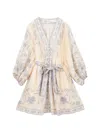Zimmermann Womens Indra Plunge Linen Mini Dress Cream Lilac Floral In Neutral