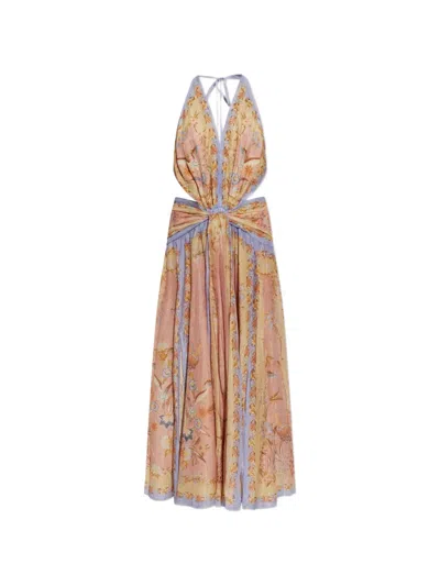 Zimmermann Floral-print Halterneck Maxi Dress In Pink