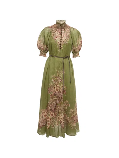 Pre-owned Zimmermann Floral-print Maxi Dress In Green