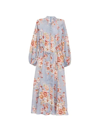 Zimmermann Floral-print Midi Dress In Blue