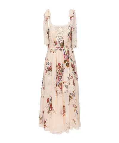 Zimmermann Floral-print Midi Dress In Neutral