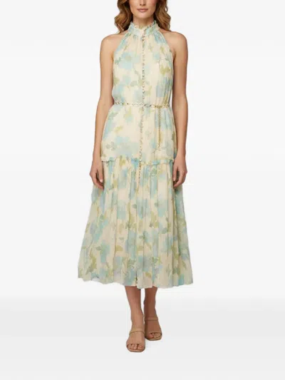 Pre-owned Zimmermann Floral-print Midi Dress In Neutrals