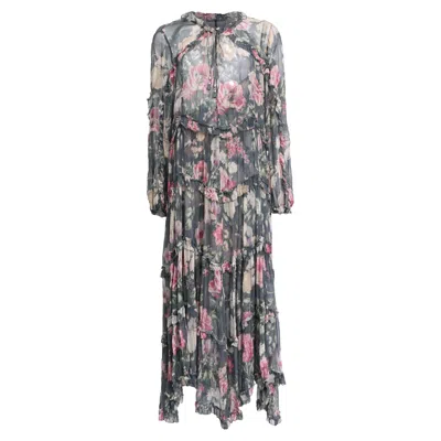 Zimmermann Floral-print Midi Tiered Dress In Multicolor Silk
