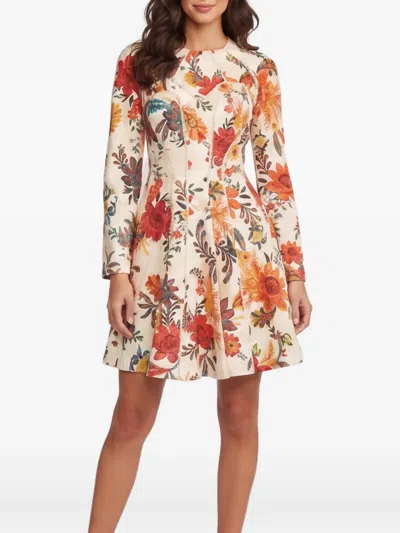 Pre-owned Zimmermann Floral-print Mini Dress In Neutrals
