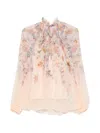 Zimmermann Printed High Neck Long Sleeve Blouse In Multi