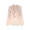 Zimmermann Printed High Neck Long Sleeve Blouse In Multi