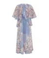 Zimmermann Womens Teal Blue Botanical Cascadian Flared-panels Cotton And Silk Maxi Dress Xl In Multi