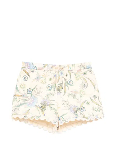 Zimmermann Kids' Floral-print Scalloped-hem Shorts In Multi