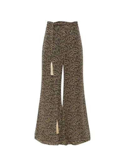 Zimmermann Floral-print Tasselled Trousers In Green