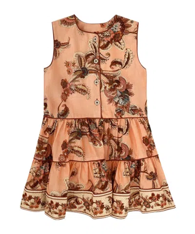 Zimmermann Kids' Floral-print Tiered Dress In Brown