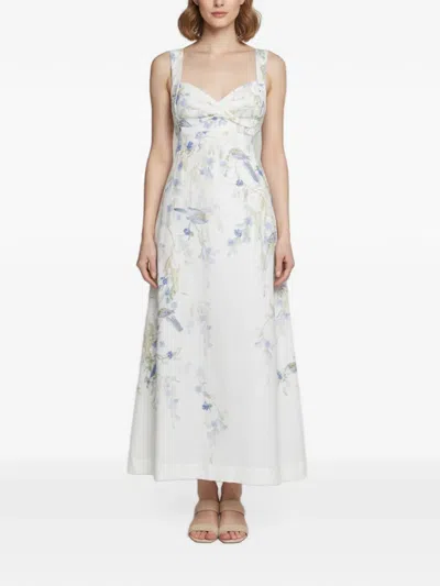 Pre-owned Zimmermann Floral-print Twisted-front Midi Dress In White