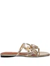 Zimmermann Orchid Flat Sandal Metallic Straps Floral In Gold