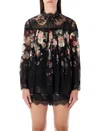 Zimmermann Hypnotic Lace York Blouse In Black Cascade In Black