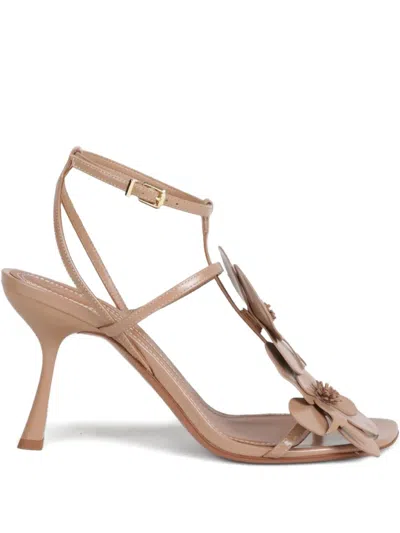 Zimmermann Aura Patent Leather Sandals In Brown
