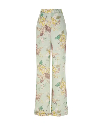 Zimmermann Flower Straight Pants In Green