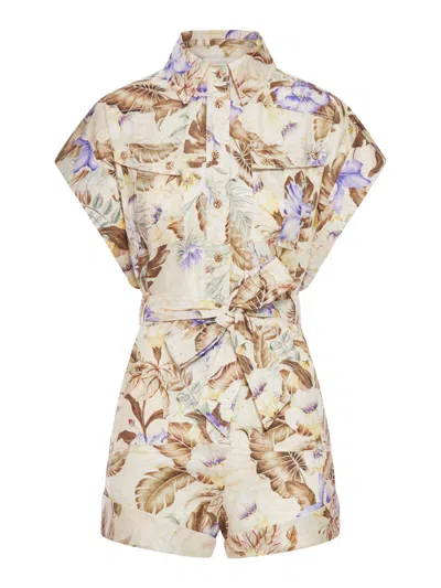 ZIMMERMANN FLORAL PRINT LINEN JUMPSUIT