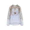 Zimmermann Womens Lilac Paisley Billow Printed Chiffon Blouse In White