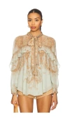 Zimmermann Flutter Blouse In Multi