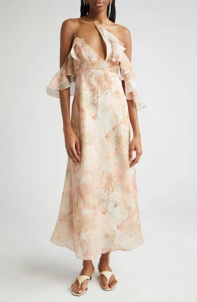 Zimmermann Illuminate Flutter Printed Dress In Neutral