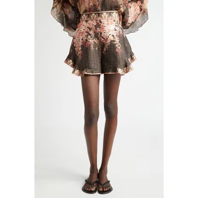 ZIMMERMANN ZIMMERMANN FLUTTER TROPICAL FLORAL SILK & COTTON SHORTS