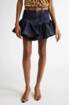 Zimmermann Crush Denim Frill Mini Skirt Night Sky In Night Sky