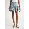 Zimmermann Denim Frill Mini Skirt In Sea Foam