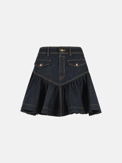 Zimmermann 'frill' 'onyx' Blue Denim Miniskirt In Navy