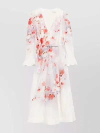 ZIMMERMANN FRILL SLEEVE MIDI DRESS
