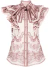 Zimmermann Crush Frilled Printed Blouse In Pink